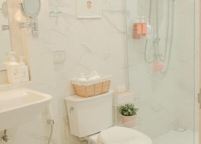 Modern bathroom with shower and toilet