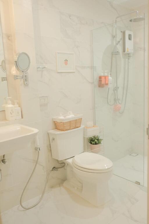 Modern bathroom with shower and toilet