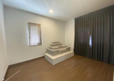 Minimalist empty room with modern window coverings