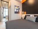 Modern bedroom with a large bed and minimalist design