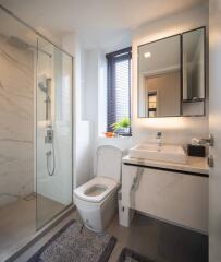 Modern bathroom with shower and sink