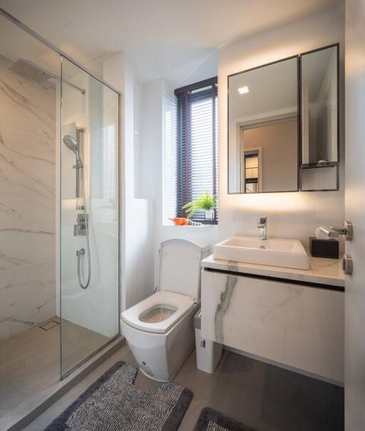 Modern bathroom with shower and sink