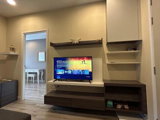 Modern living room with entertainment unit and TV