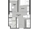 Floor plan of a one-bedroom apartment with 31 square meters area