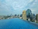 Infinity pool with city skyline view