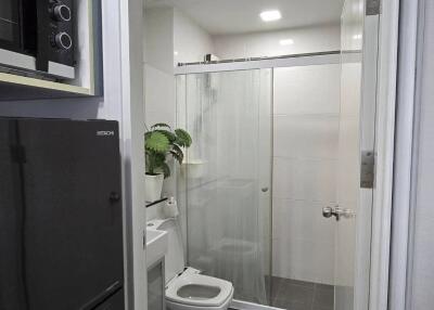 Modern bathroom with shower and toilet