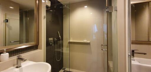 Modern bathroom with shower and sink