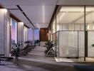 Luxurious fitness center with city view