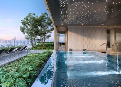 Outdoor swimming pool with city view