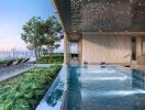 Outdoor swimming pool with city view