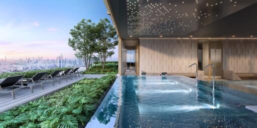 Outdoor swimming pool with city view