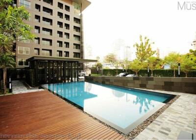 Modern residential building with outdoor swimming pool