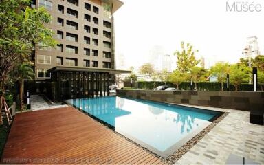 Modern residential building with outdoor swimming pool