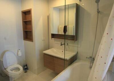 Modern bathroom with bathtub and shower