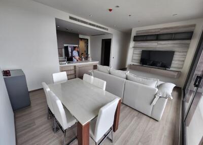 Modern living room and kitchen with dining area