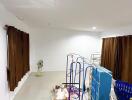 Unfurnished room with brown curtains