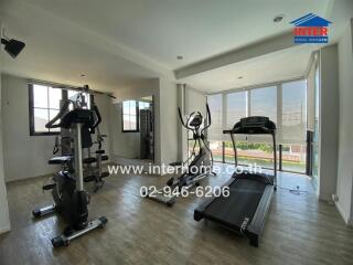 Home gym with exercise equipment