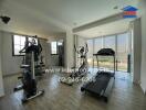 Home gym with exercise equipment