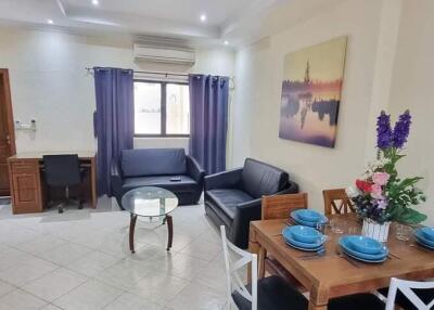 Modern living room with dining area