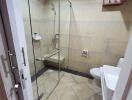 Modern bathroom with glass shower enclosure