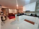 Open kitchen and living room with modern amenities