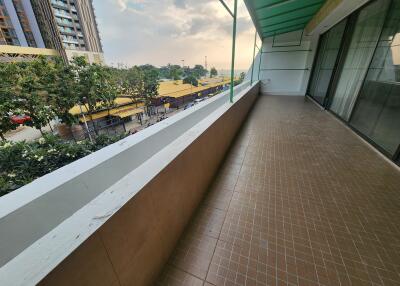 Spacious balcony with city view