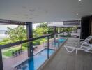 Spacious balcony with ocean view