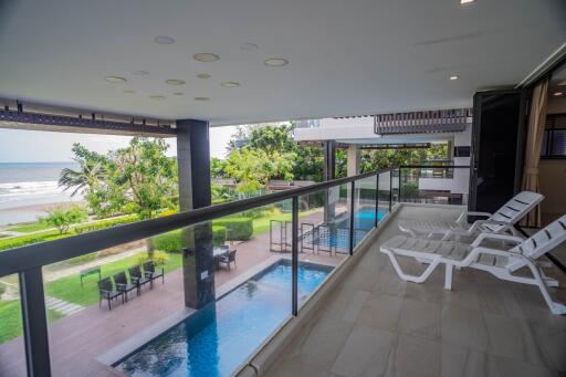 Spacious balcony with ocean view