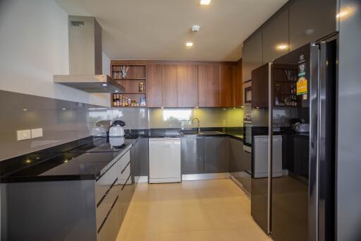 Modern kitchen with sleek cabinetry and appliances