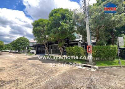 Exterior view of residential buildings and street