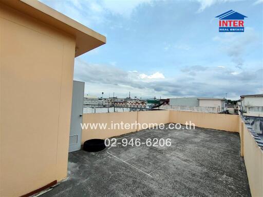 Rooftop patio with urban view