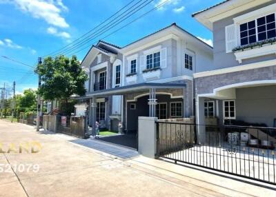 Modern suburban houses with driveways and gates