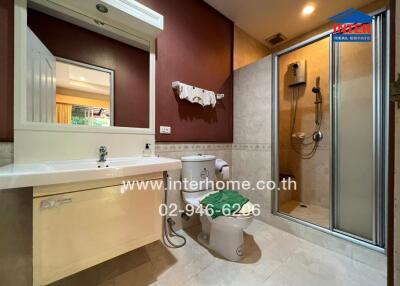 Modern bathroom with shower and sink