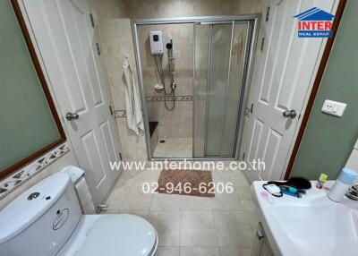 Modern bathroom with shower and toilet