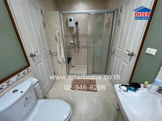 Modern bathroom with shower and toilet