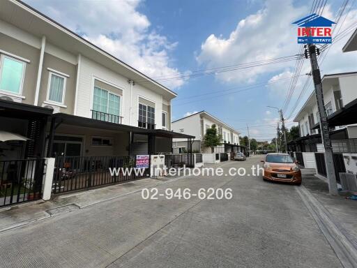 Street view of modern townhouse complex