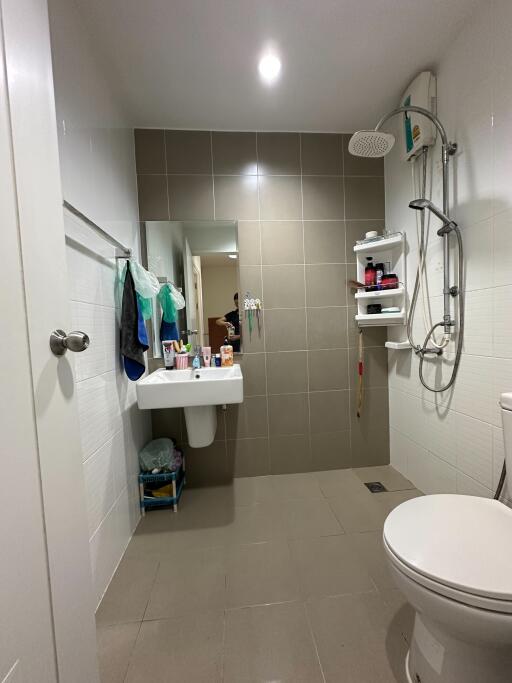 Modern bathroom with shower and sink