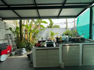 Outdoor kitchen with plants