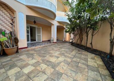 Spacious patio area of a residential building