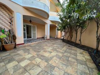 Spacious patio area of a residential building