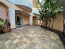 Spacious patio area of a residential building