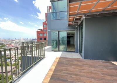 Spacious balcony with city view