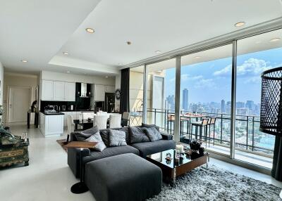 Modern living room with city view