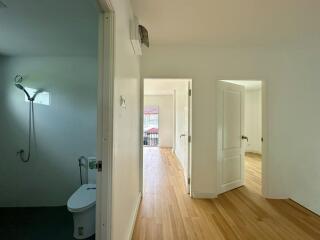 Bright, spacious hallway with access to a bathroom and two rooms