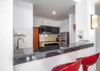 Modern kitchen with bar seating