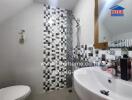 Modern bathroom with mosaic tile design