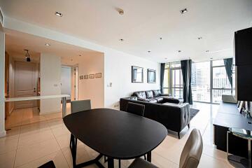 Modern living room with city view