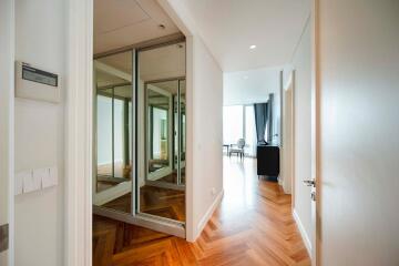 Modern hallway with wooden floors