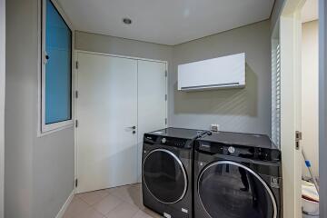 Modern laundry room with washer and dryer