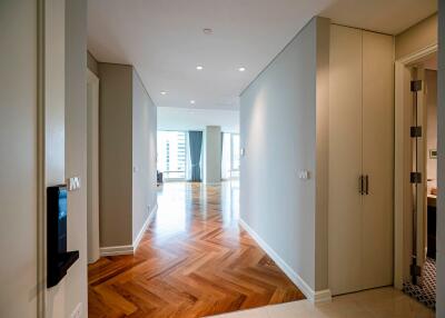 Spacious hallway with wooden flooring